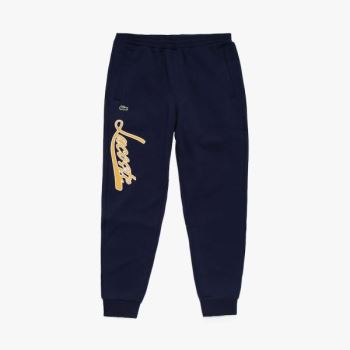 Lacoste Script Fleece Track Pants Pánské - Kalhoty Tmavě Blankyt Blankyt | CZ-3XEaaU